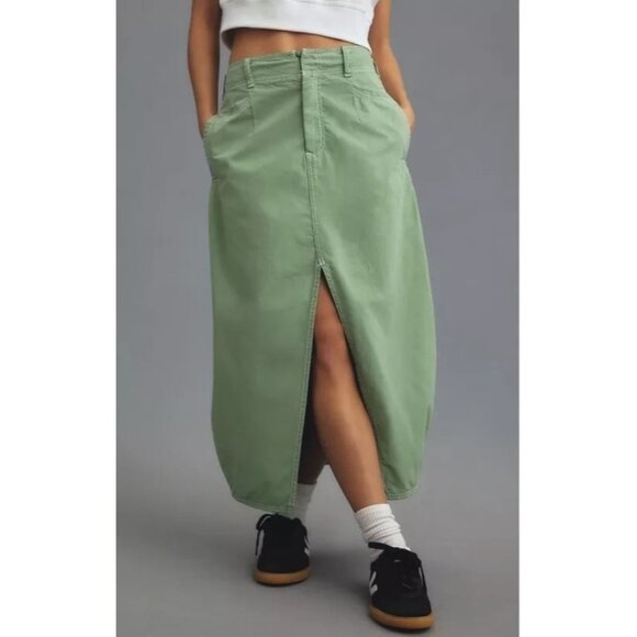 Anthropologie Pilcro Barrel‎ Midi Skirt In Kelly Green Women's Size 4 /s1 - Picture 2 of 10